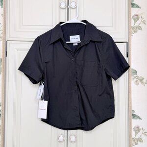 Aritzia Sunday Best Black Boxy Button Down Shirt Size S NWT